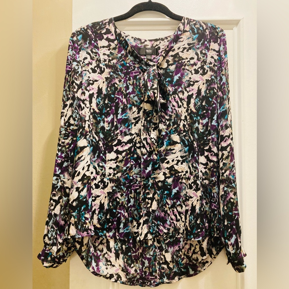 Mossimo Abstract Print Tie-neck Blouse